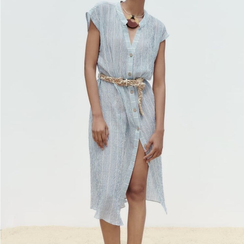 ZARA STRIPED MIDI DRESS - Picture 2 of 8